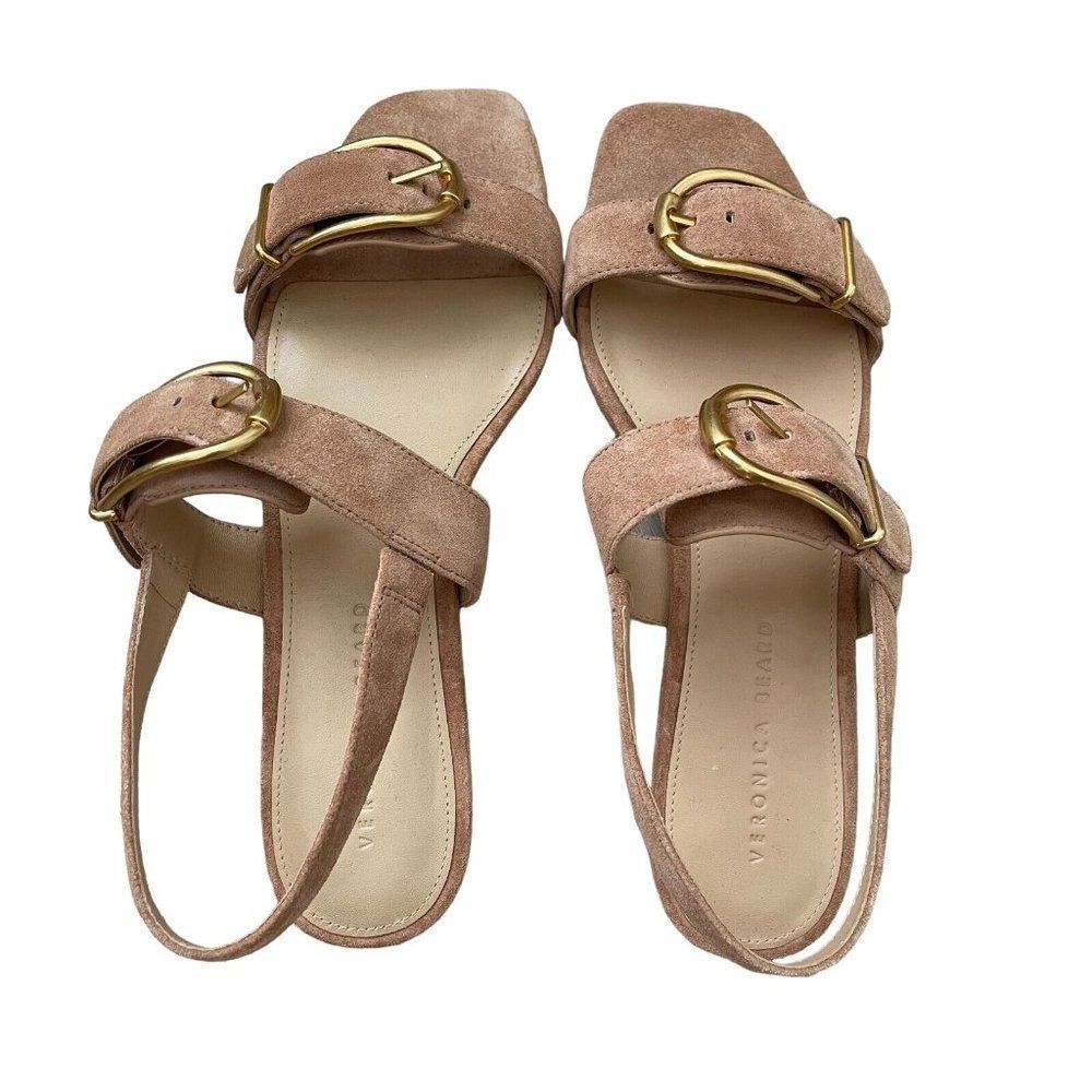 NWOT Veronica Beard Shoes Maglio Desert Nude Suede Buckle Sandals Sz 10